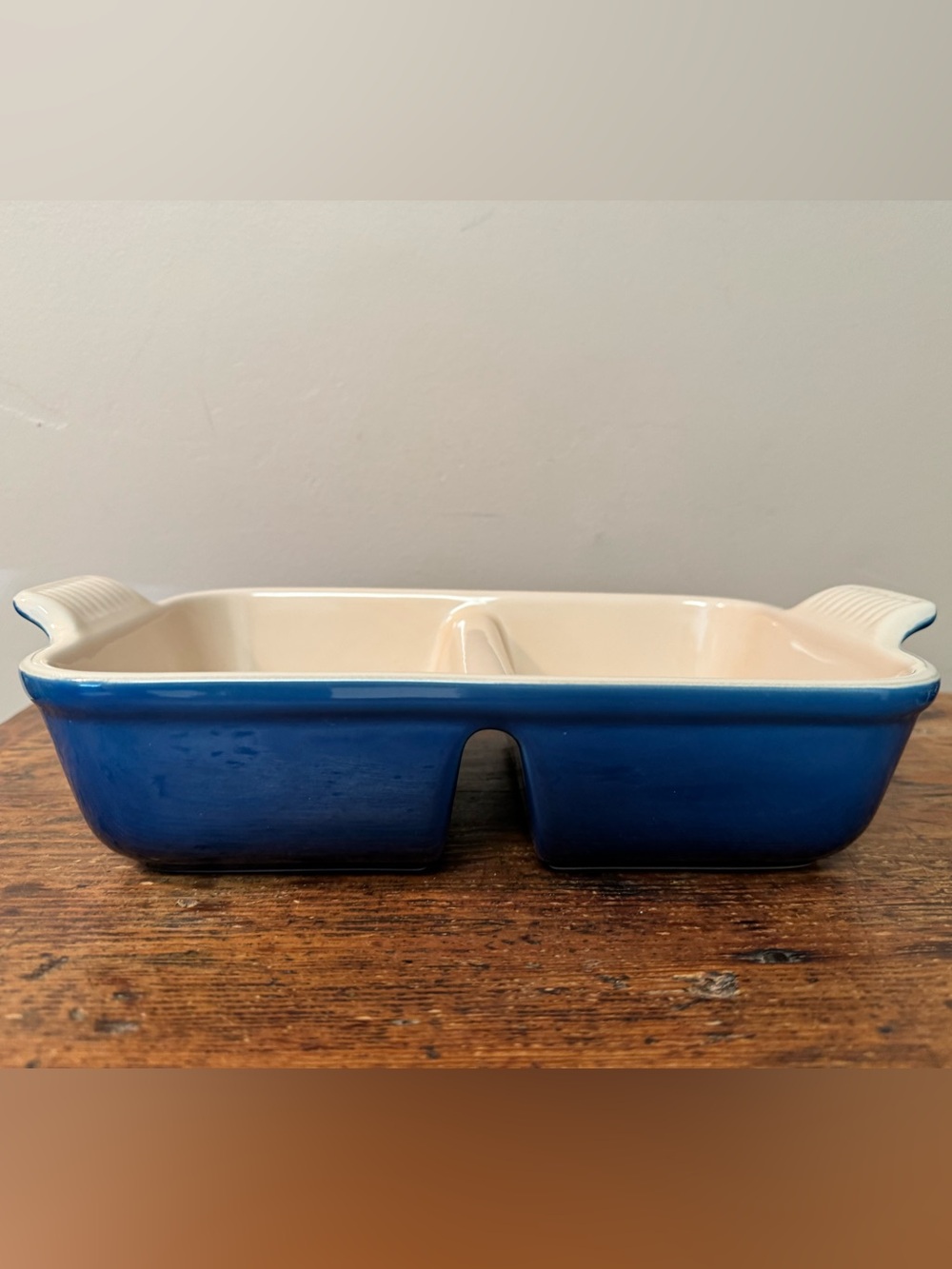 RARE! Le Creuset Heritage Divided Stoneware Baking Dish – Marseille Blue